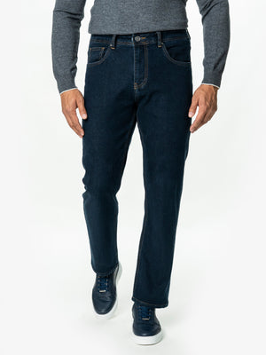 Blugi Barbati Albastru Inchis Denim T400 Relaxed Fit BMan0010