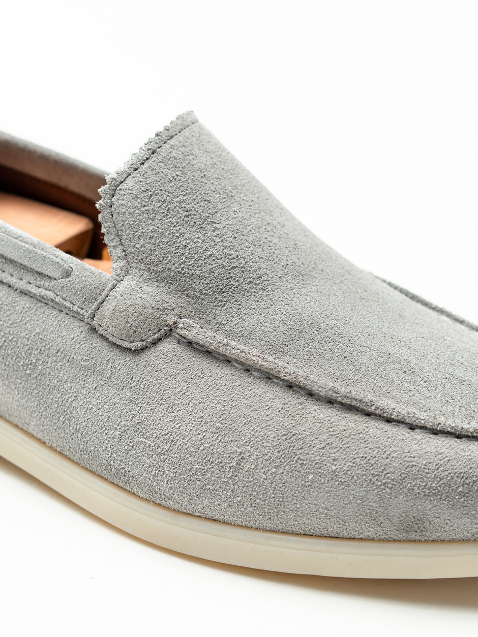 Mocasini Barbati City Loufer's Gri Deschis Piele Intoarsa Naturala BMan197 (3)