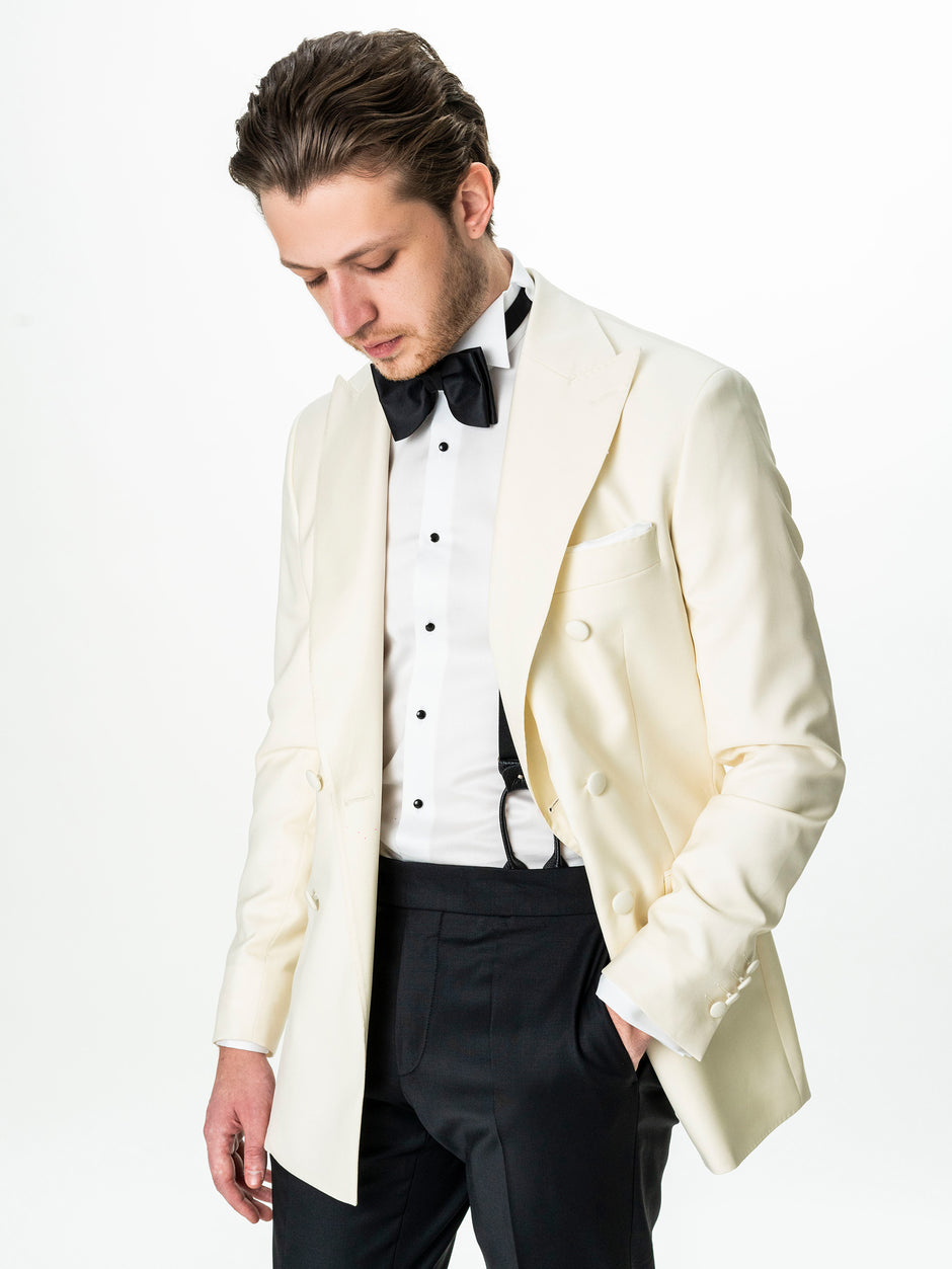Costum Mire Smoking Alb Perla Lana Vitale Barberis SuperBio 21 Microni BMan342 (4)