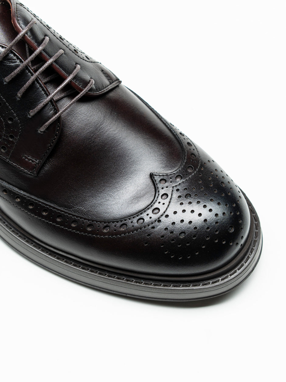 Pantofi Piele Barbati Derby Brogue Eleganti Cafenii BMan0421 (2)