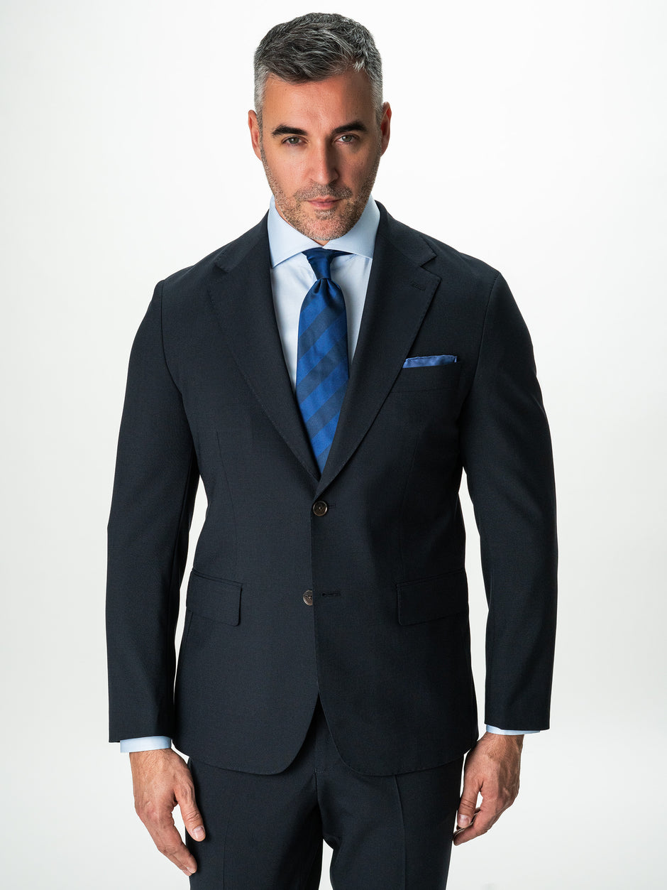 Costum Bleumarin Inchis Din 100% Lana Vitale Barberis Super 110's BMan0054 (4)