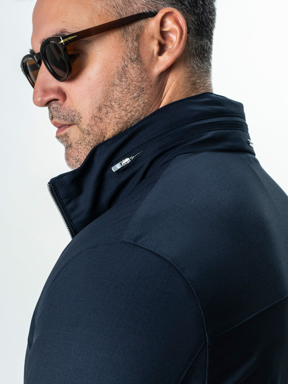 Tracksuit Premium Barbati Bleumarin din Lana cu Gluga Ascunsa BMan0004 (9)