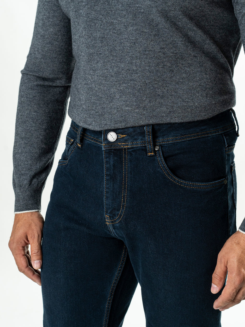 Blugi Barbati Albastru Inchis Denim T400 Relaxed Fit BMan0010 (6)