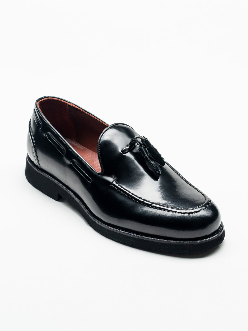 Mocasini Barbati Tassel Loafers Negru Semilucios Piele de Vitel  BMan215 (3)