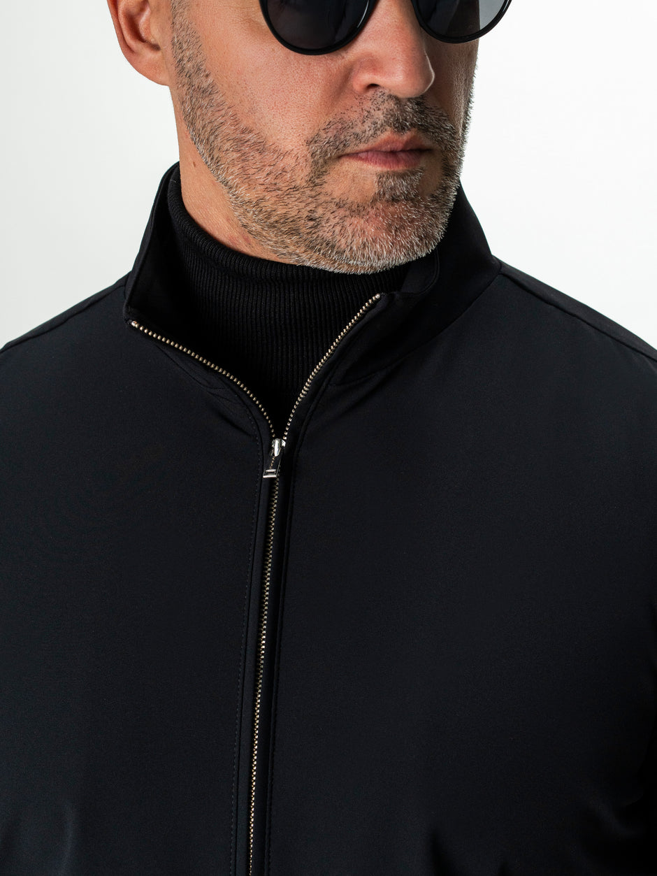 Jacheta Barbati Neagra Din Material Tehnic Elastic BMan0006 (3)