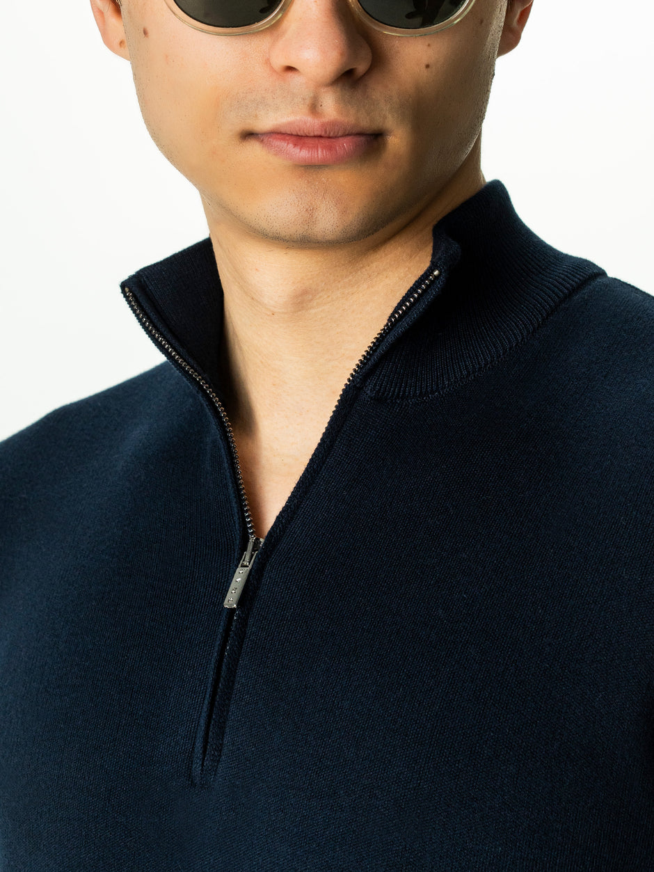 Pulover Barbati Bleumarin Cu Fermoar 100% Bumbac BMan0002 (3)