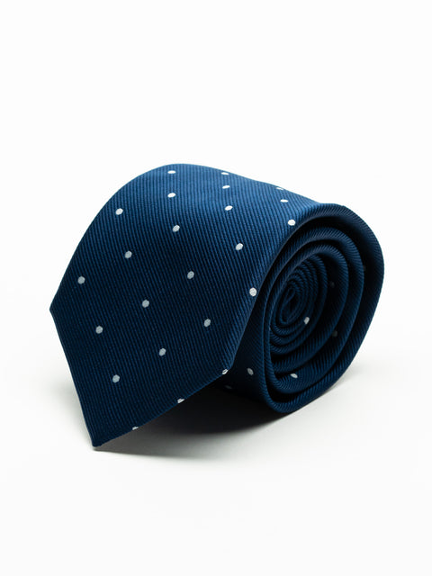 Cravata Barbati Albastra Imprimeu Puncte Albe BMan917 (1)