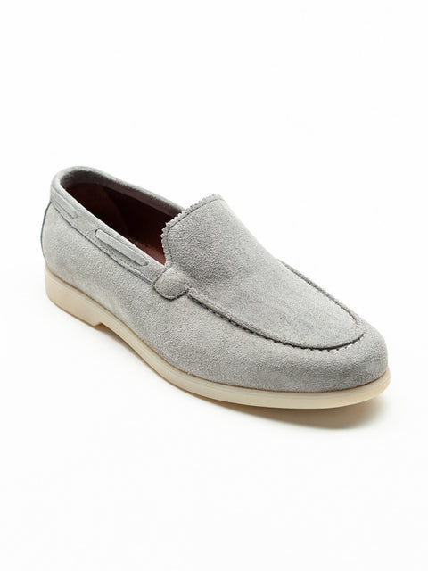 Mocasini Barbati City Loafers Gri Deschis Piele Intoarsa Naturala BMan197