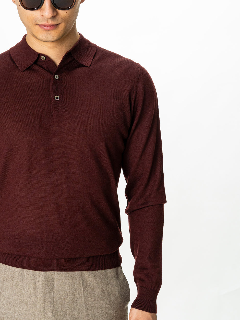 Pulover Polo Barbati Bordo din 100% Lana Cashwool BMan0053 (6)