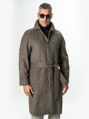 Palton Barbati Iarna Maro 100% Lana Houndstooth BMan0005