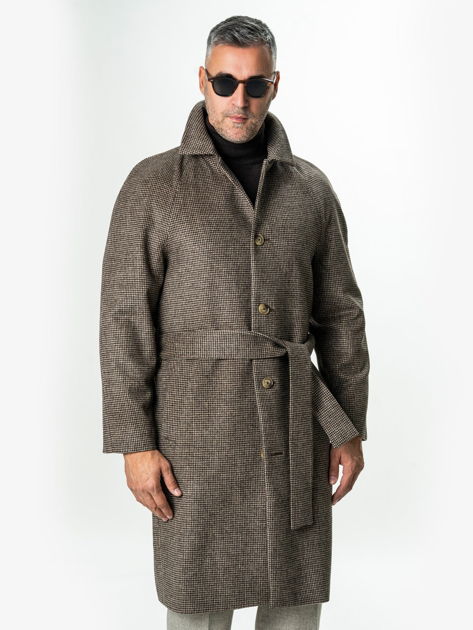 Palton Barbati Iarna Maro 100% Lana Houndstooth BMan0005 (1)