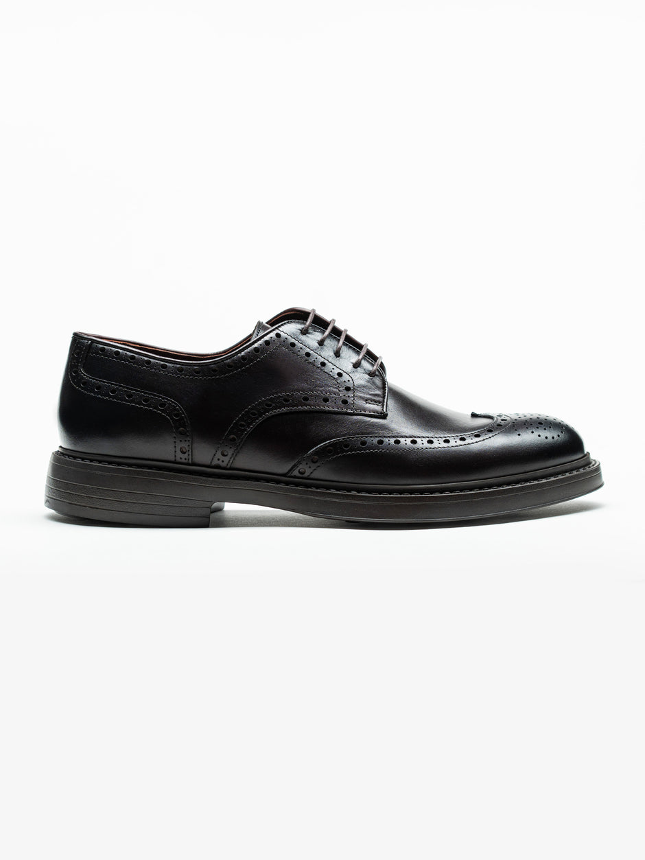 Pantofi Piele Barbati Derby Brogue Eleganti Cafenii BMan0421 (4)