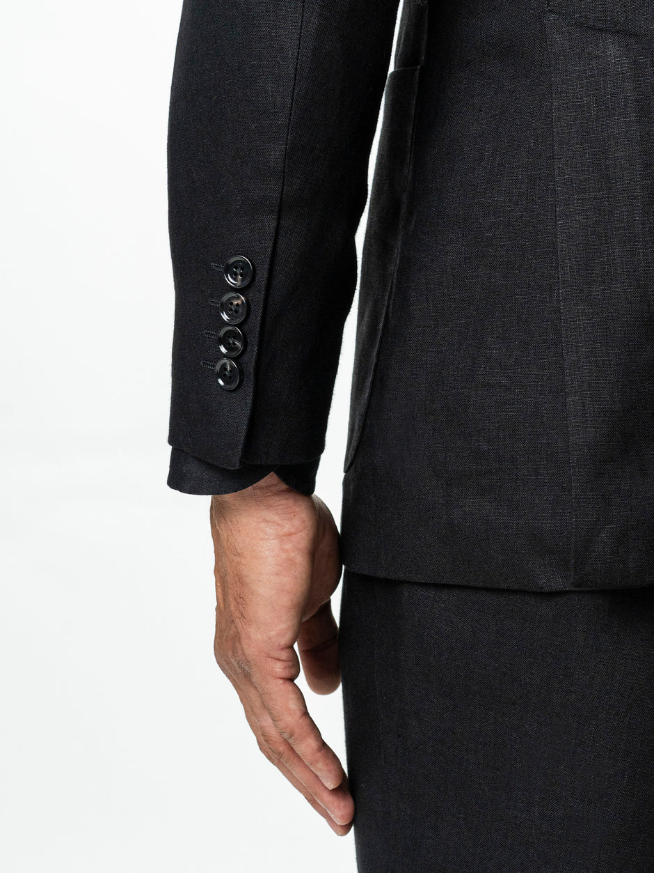 Sacou Vara Barbati Negru Din In Natural Vitale Barberis BMan0027 (9)