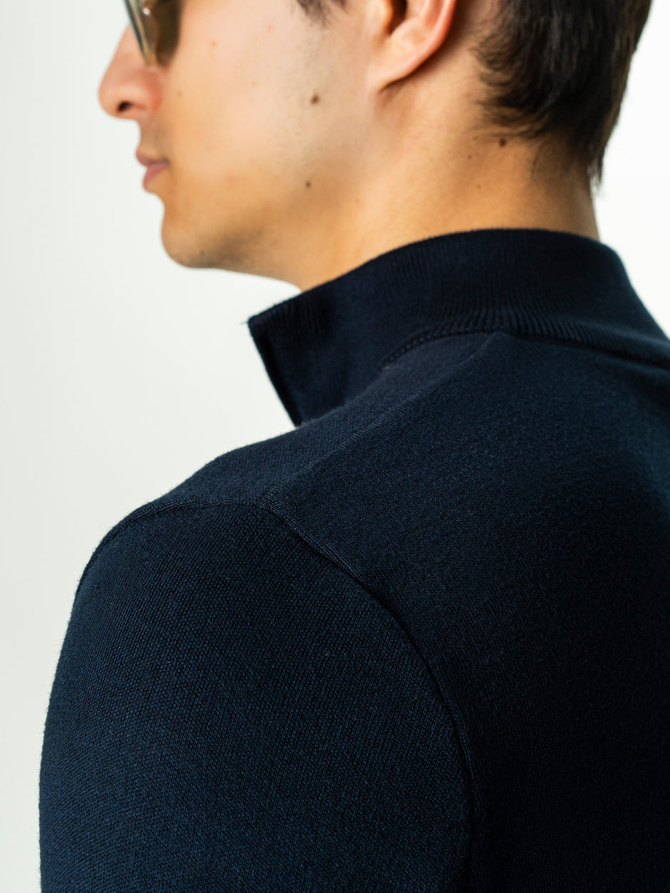 Pulover Barbati Bleumarin Cu Fermoar 100% Bumbac BMan0002 (6)