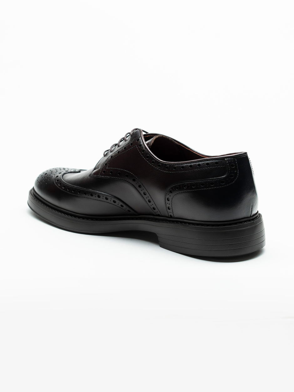 Pantofi Piele Barbati Derby Brogue Eleganti Cafenii BMan0421 (5)