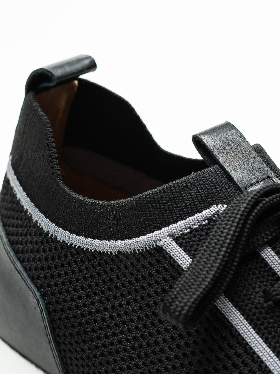 Pantofi Casual Barbati Negri Textil Cu Piele Naturala Talpa Ortopedica BMan0415 (6)