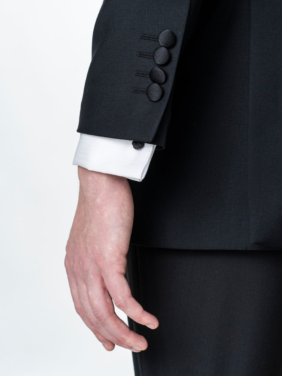 Costum Barbati Smoking Negru Lana Vitale Super110 BMan343 (11)