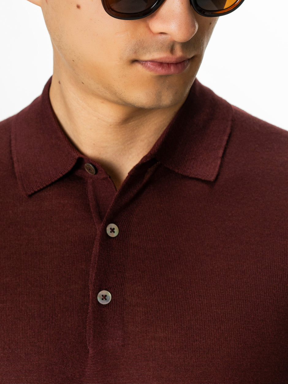 Pulover Polo Barbati Bordo din 100% Lana Cashwool BMan0053 (4)