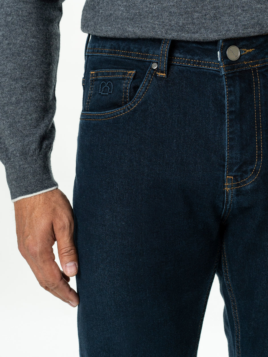 Blugi Barbati Albastru Inchis Denim T400 Relaxed Fit BMan0010 (4)
