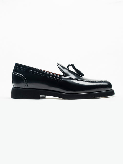 Mocasini Barbati Tassel Loafers Negru Semilucios Piele de Vitel  BMan215
