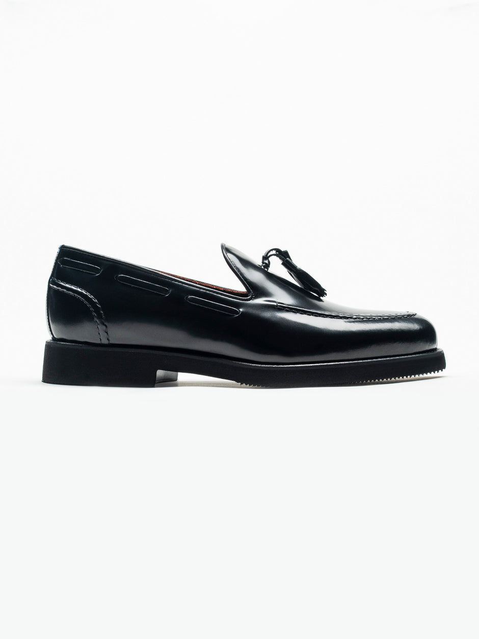 Mocasini Barbati Tassel Loafers Negru Semilucios Piele de Vitel  BMan215 (1)