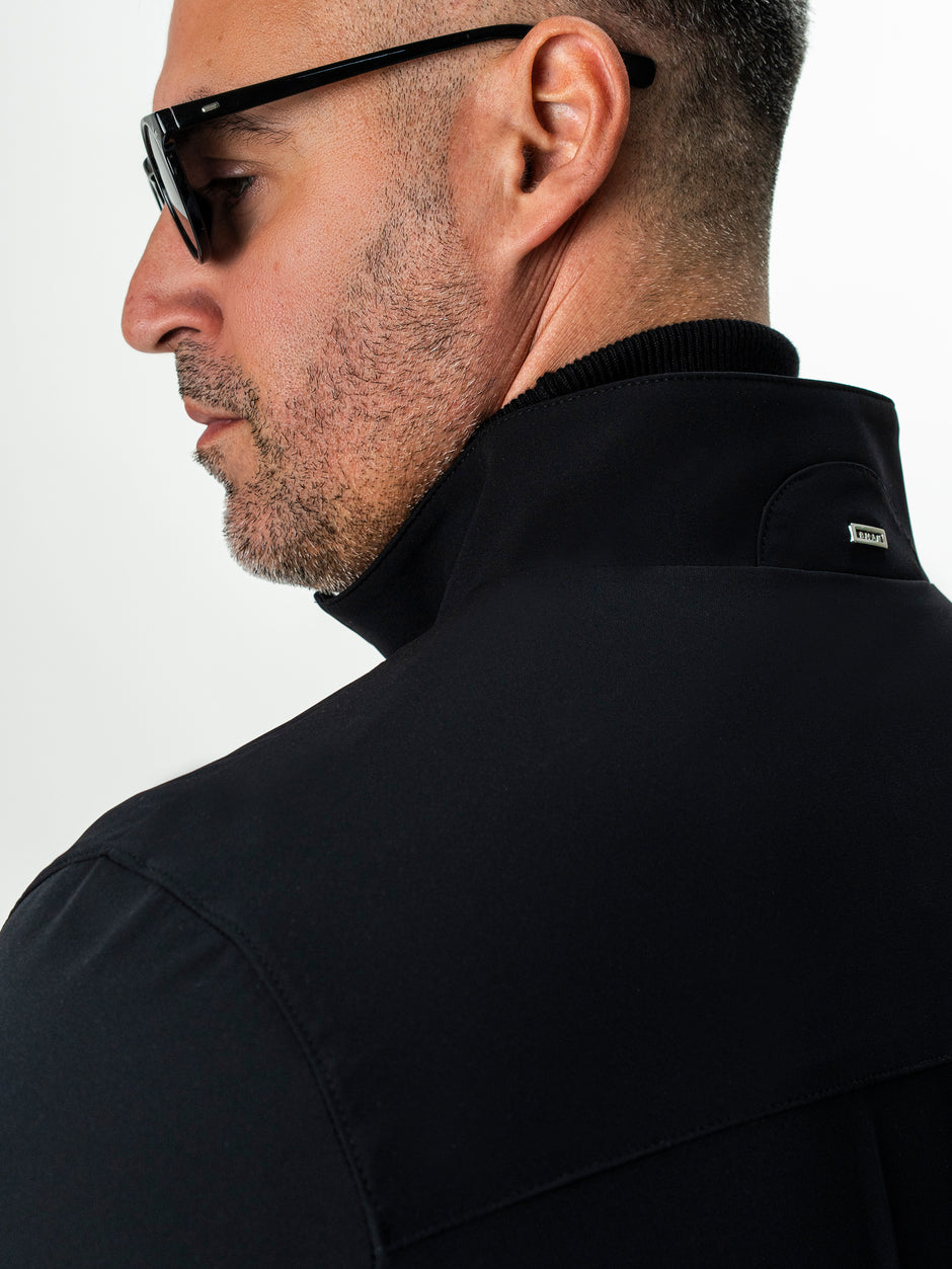 Jacheta Barbati Neagra Din Material Tehnic Elastic BMan0006 (9)