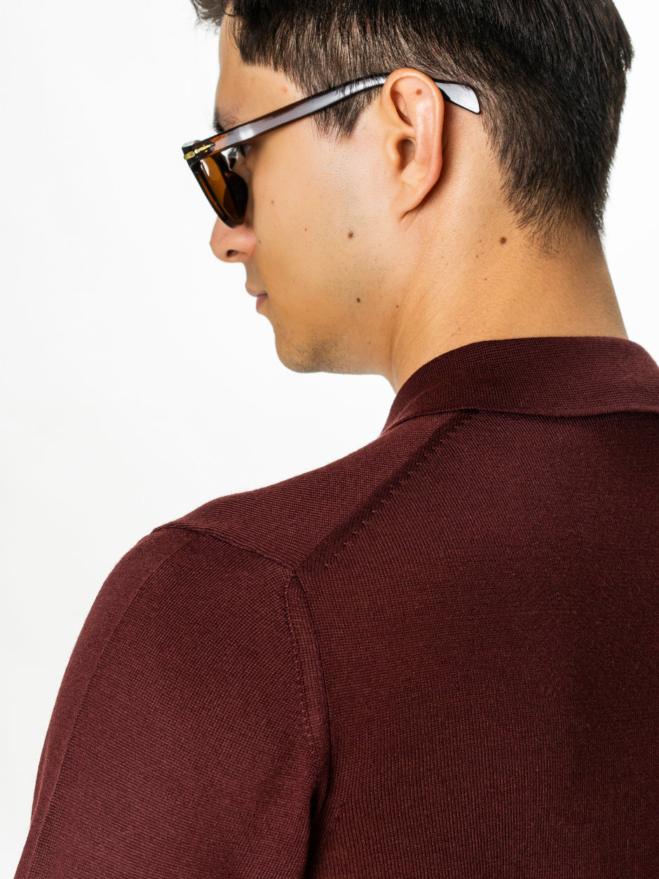 Pulover Polo Barbati Bordo din 100% Lana Cashwool BMan0053 (9)
