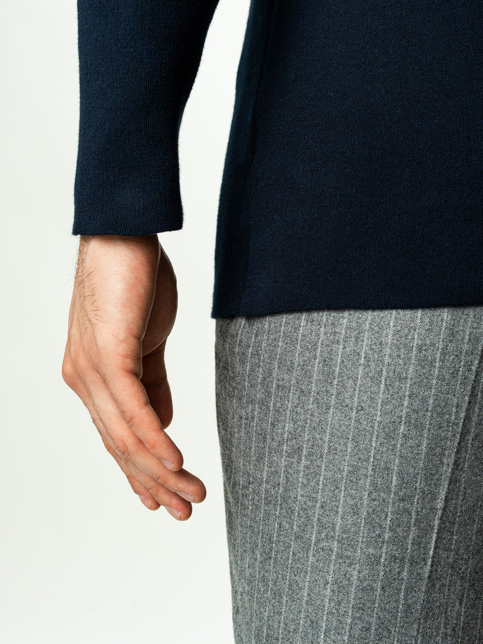 Pulover Barbati Bleumarin Cu Fermoar 100% Bumbac BMan0002 (7)