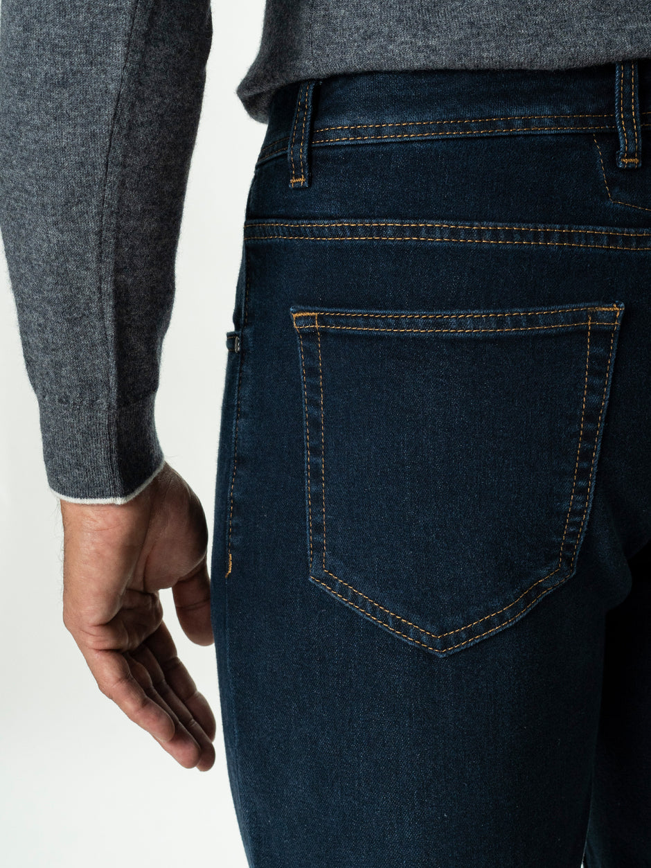 Blugi Barbati Albastru Inchis Denim T400 Relaxed Fit BMan0010 (3)