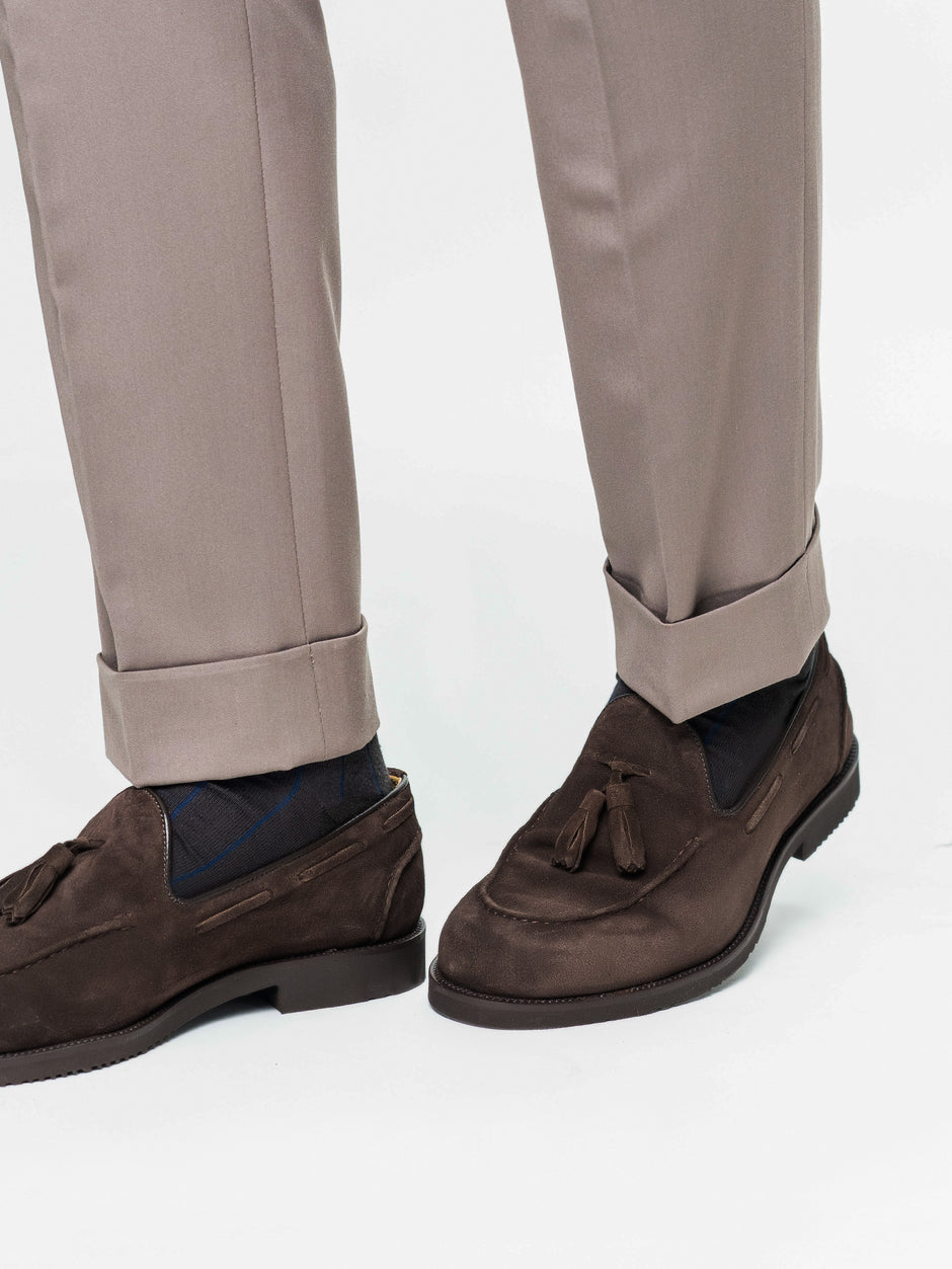 Pantaloni Cu Pense Barbati Cappuccino Gurkha Din Stofa Sarto BMan702 (7)