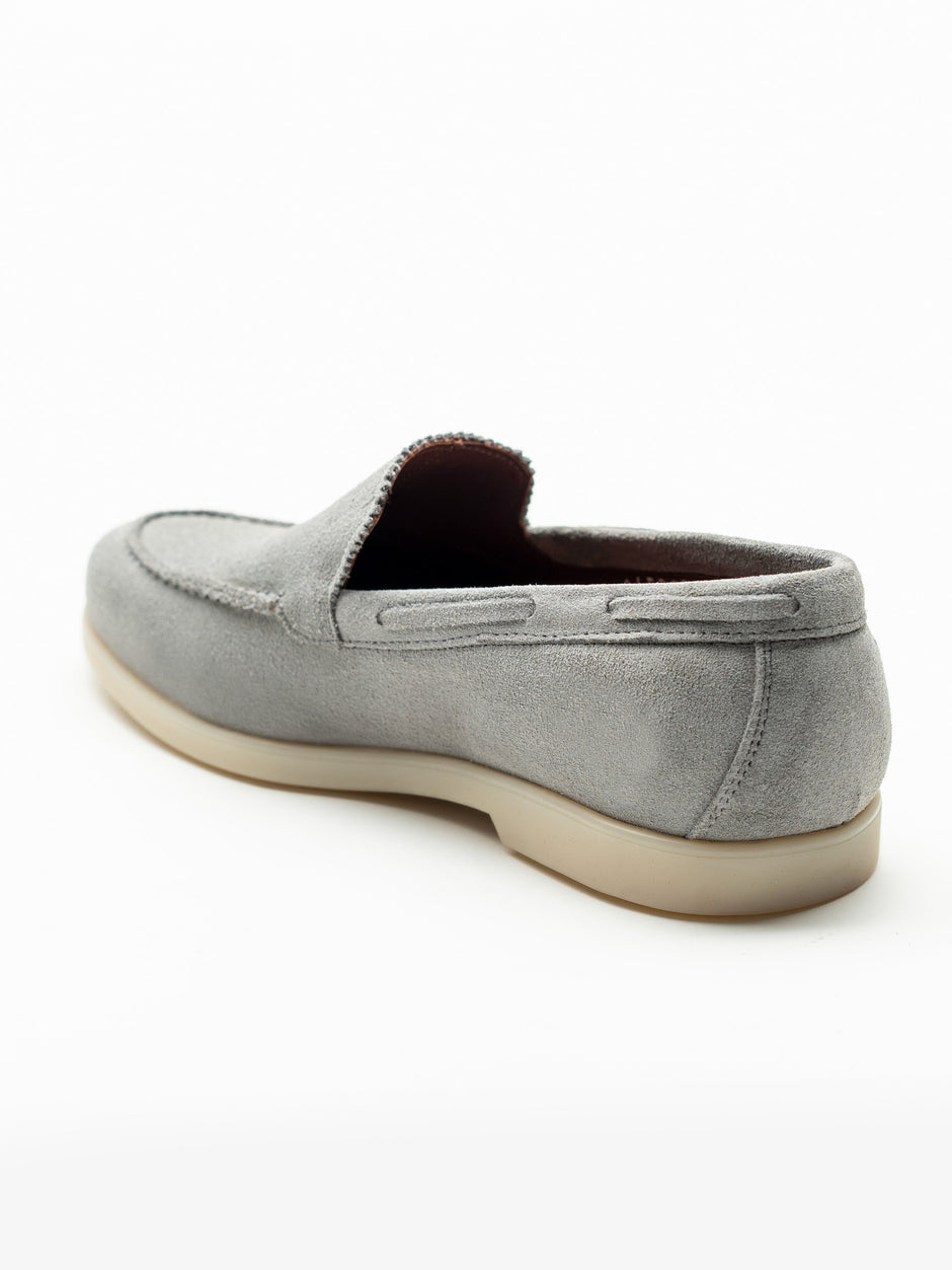 Mocasini Barbati City Loufer's Gri Deschis Piele Intoarsa Naturala BMan197 (8)