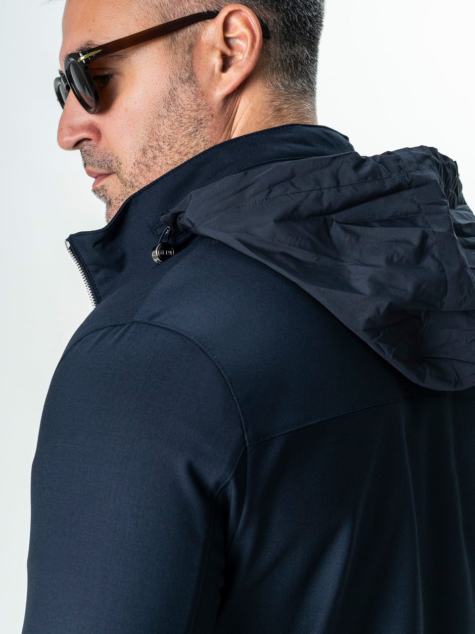 Tracksuit Premium Barbati Bleumarin din Lana cu Gluga Ascunsa BMan0004 (3)