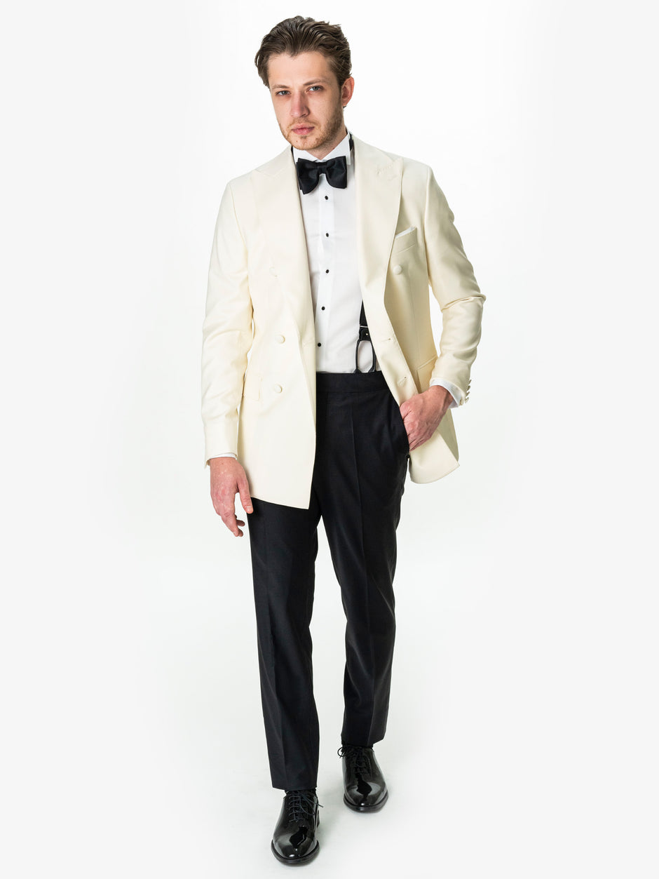 Costum Mire Smoking Alb Perla Lana Vitale Barberis SuperBio 21 Microni BMan342 (5)