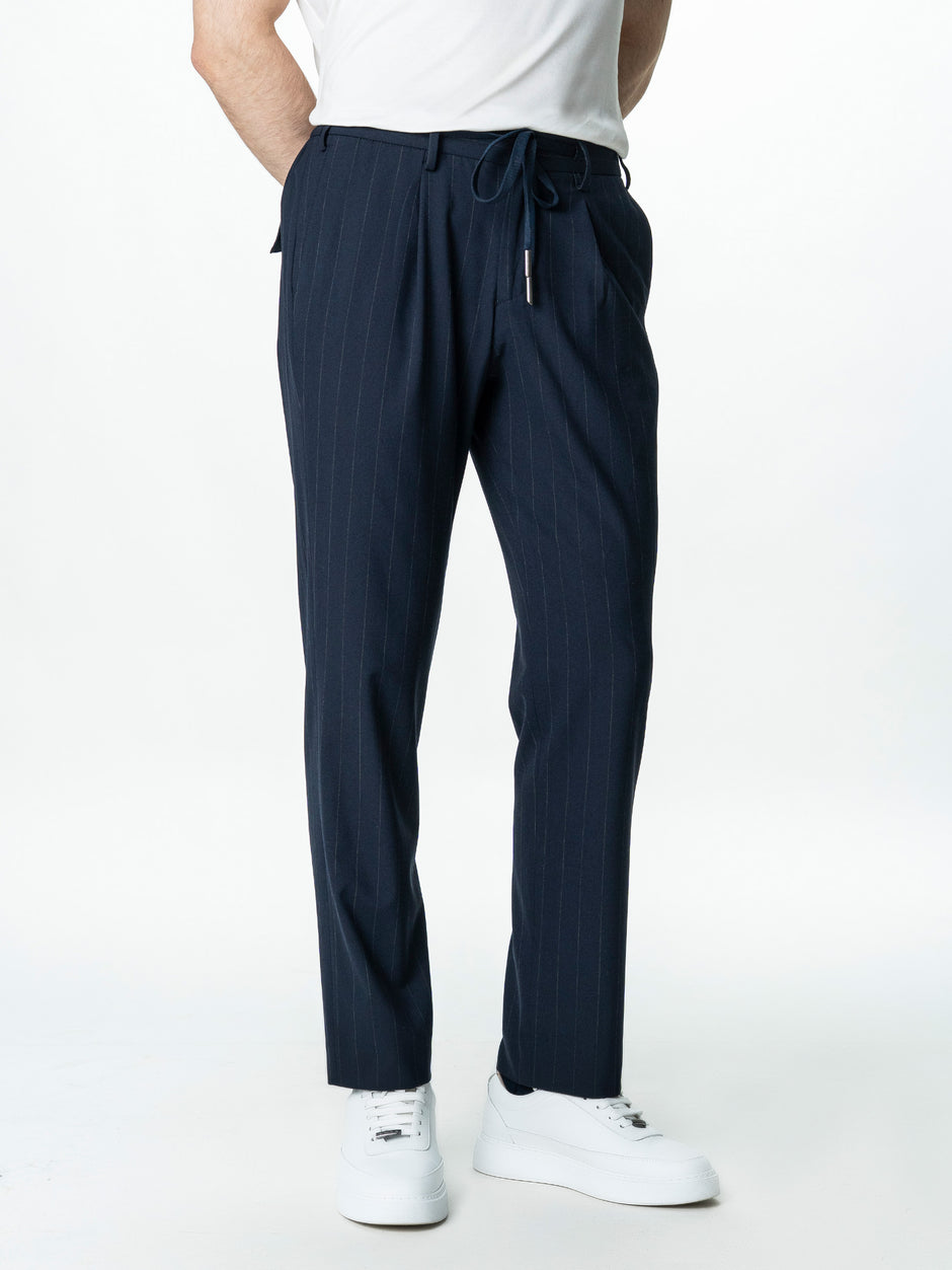 Pantaloni Barbati Casual Albastri Din Lana BMan0104 (4)