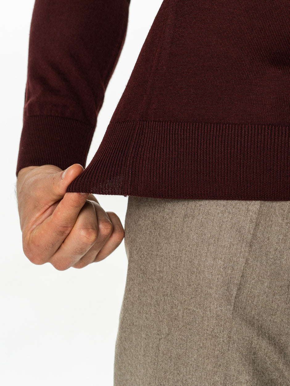 Pulover Polo Barbati Bordo din 100% Lana Cashwool BMan0053 (7)