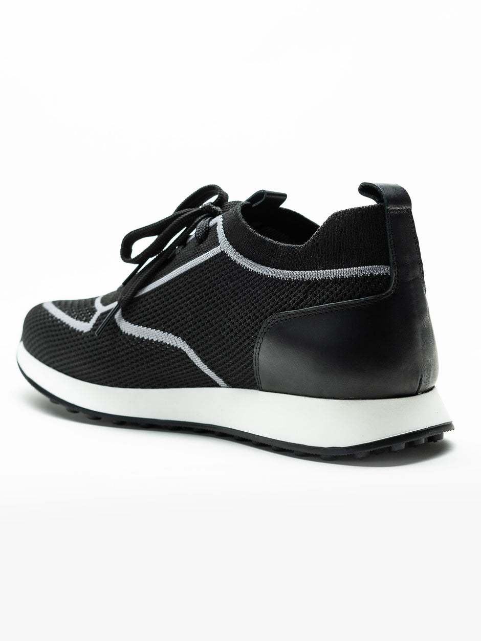Pantofi Casual Barbati Negri Textil Cu Piele Naturala Talpa Ortopedica BMan0415 (8)