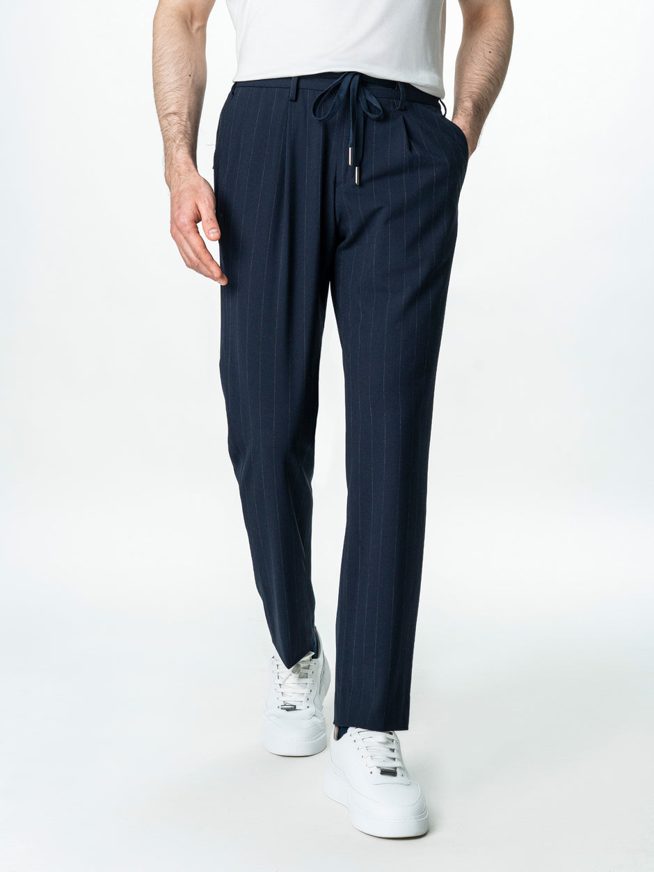 Pantaloni Barbati Casual Albastri Din Lana BMan0104 (9)