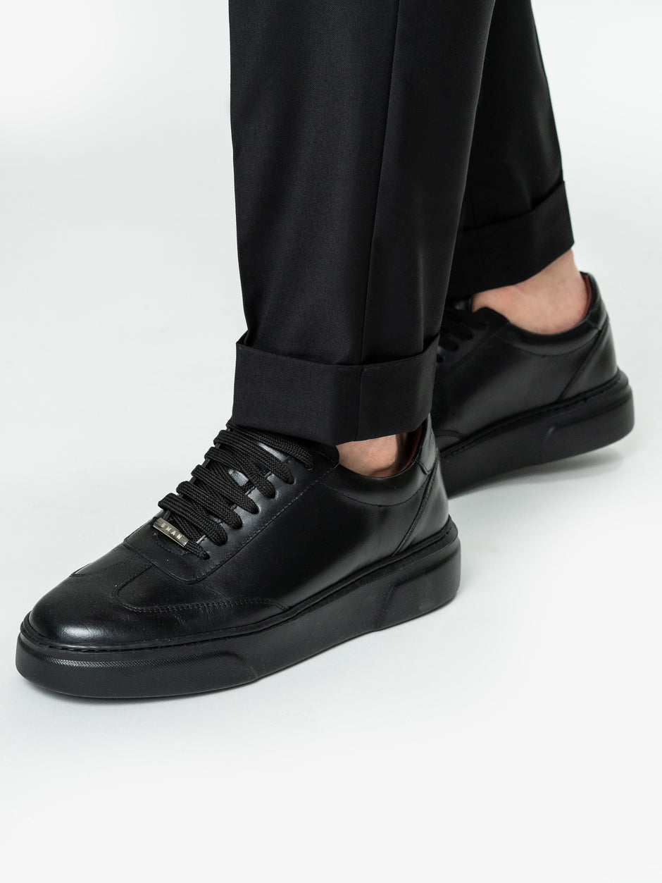Pantaloni Barbati Negri Cu Pense Design Gurkha Din Stofa Lana Sarto BMan0009 (5)
