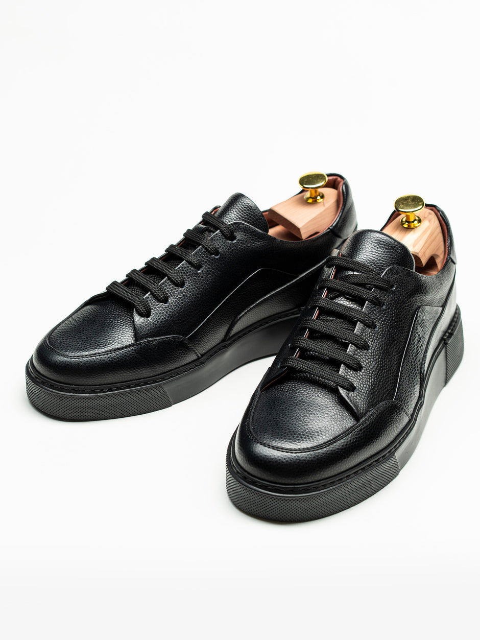 Pantofi Casual Barbati Negri Tip Sneakers Din Piele Naturala BMan0398 (4)