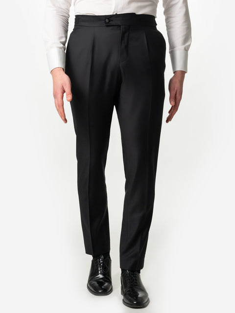 Costum Elegant Barbati Negru Smoking  De Ceremonie 100% Lana BMan0012 (8)