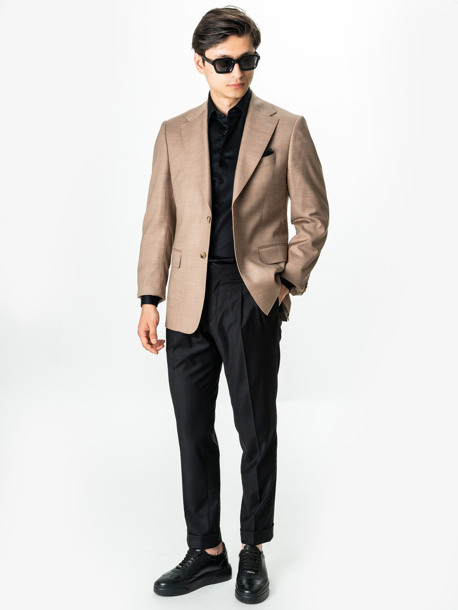 Pantaloni Barbati Negri Cu Pense Design Gurkha Din Stofa Lana Sarto BMan0009 (3)