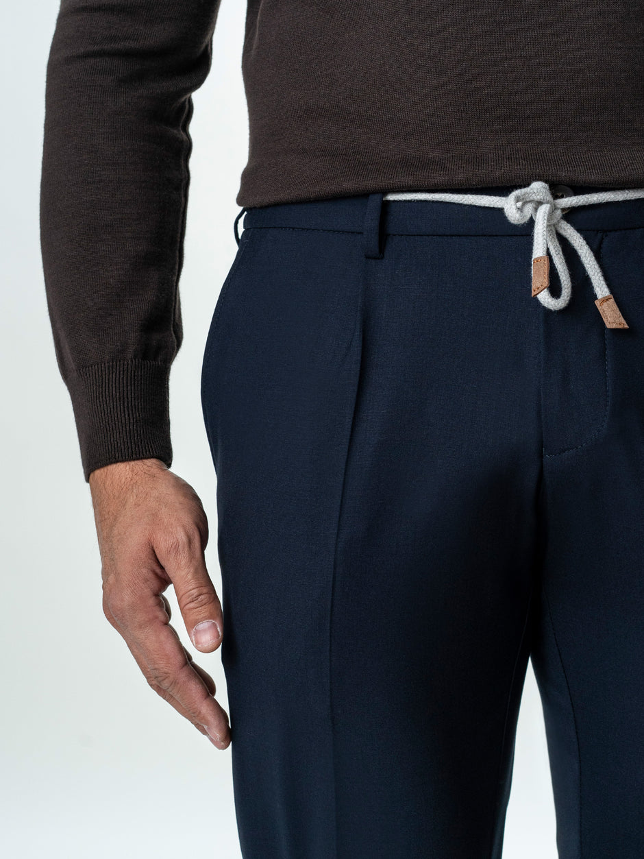 Tracksuit Premium Barbati Bleumarin din Lana cu Gluga Ascunsa BMan0004 (13)