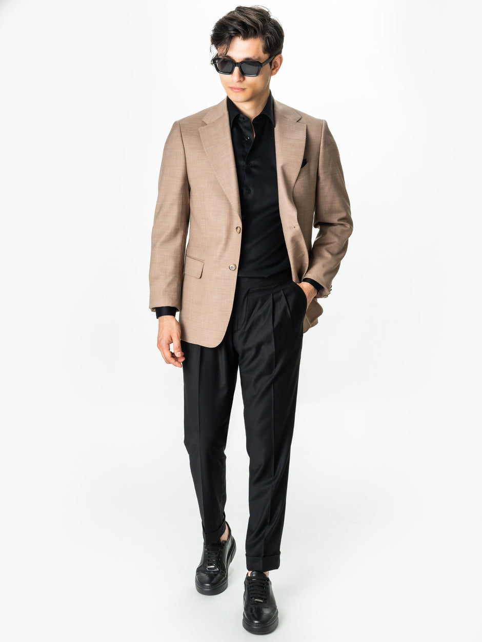 Pantaloni Barbati Negri Cu Pense Design Gurkha Din Stofa Lana Sarto BMan0009 (8)