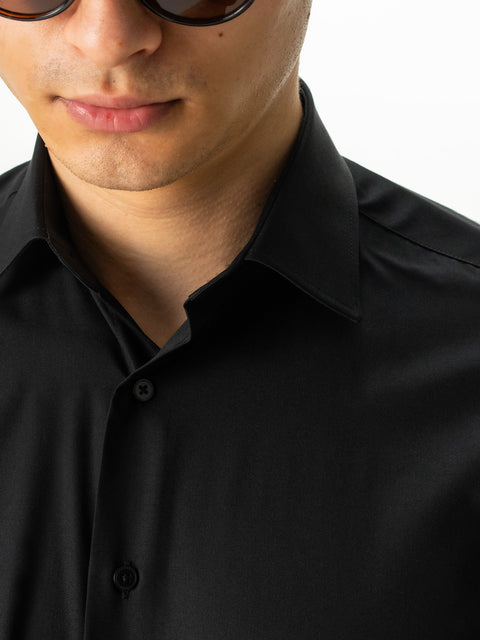 Camasa Bărbați Neagra Elegantă Din Bumbac Comfort Fit Luton BMan0014 (6)