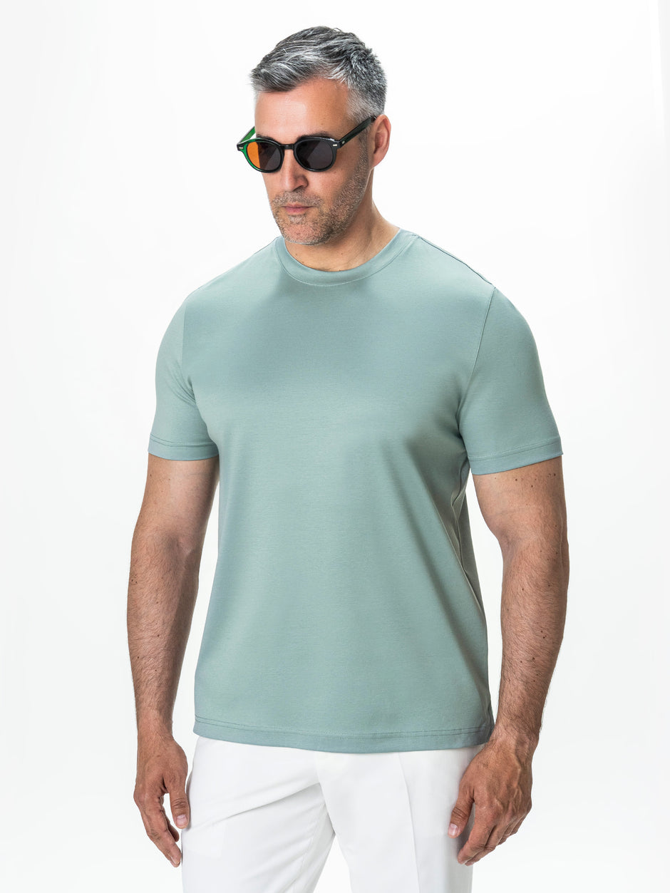 Tricou Barbati Bumbac Egiptean Dublu Mercerizat Verde Menta BMan279 (1)