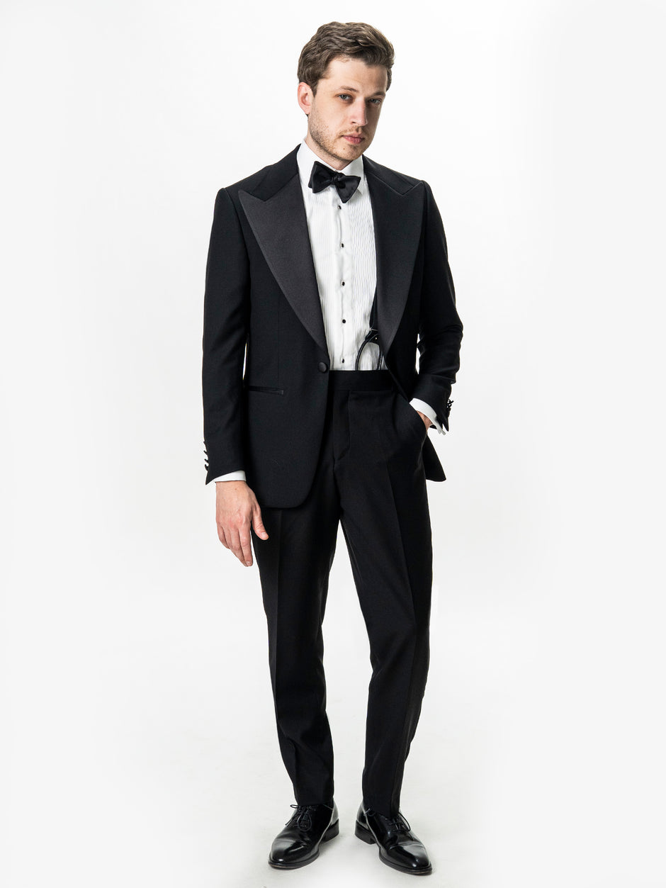 Costum Barbati Negru de Ceremonie 100% Lana Cerruti Super130's BMan380 (6)