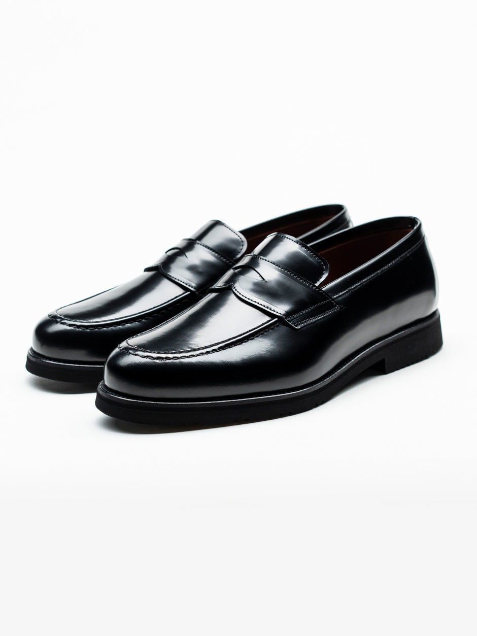 Mocasini Negru Semilucios Barbati Din Piele Naturala Formal Loafers Bman222 (2)