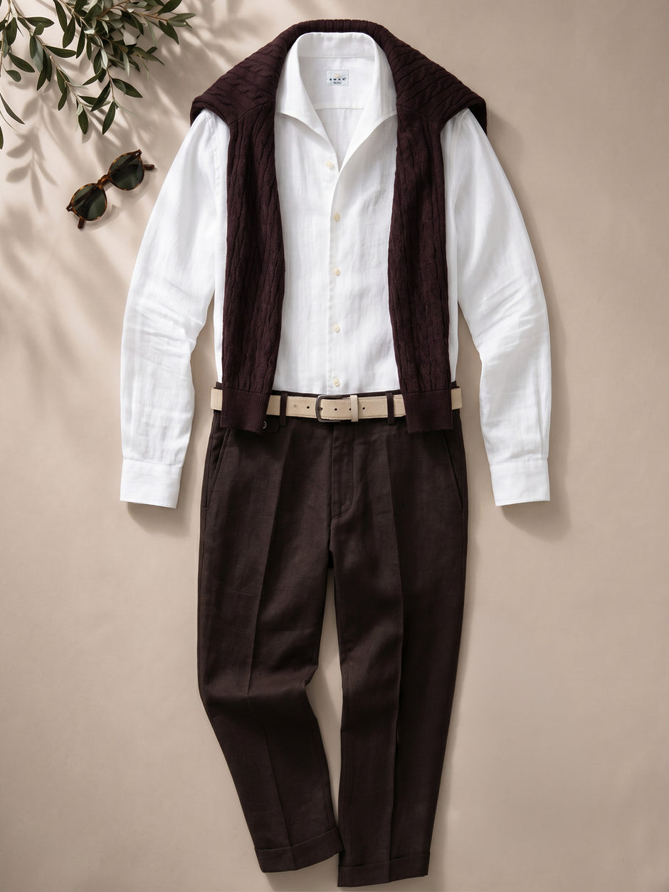 Tinuta Barbati Smart Casual de Vara Mocha Bman1127 (1)