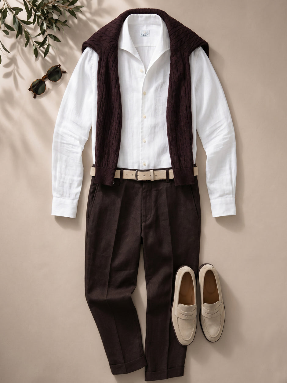 Tinuta Barbati Completa Smart Casual de Vara Mocha Bman1127 (1)