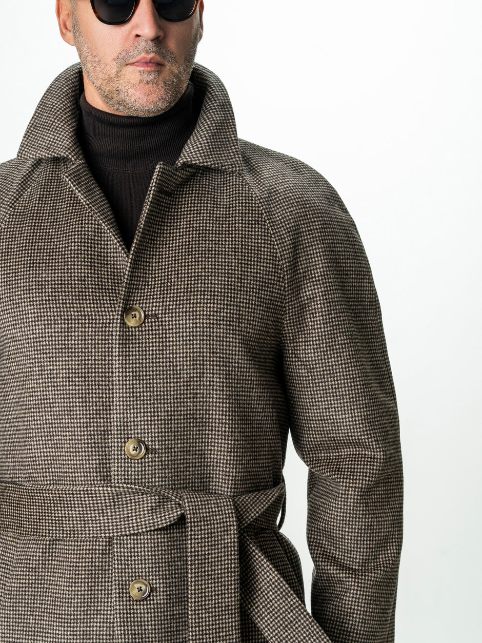 Palton Barbati Iarna Maro 100% Lana Houndstooth BMan0005 (3)